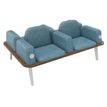 Burocean Ilo - Bench - 4 seats - reposabrazos - tejido, melamine coated particle board - nogal, woad blue