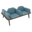 Burocean Ilo - Bench - 4 seats - reposabrazos - tejido, melamine coated particle board - nogal, woad blue