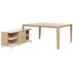 Gautier office ABSOLU - Work table con desk return unit - plain white, structured oak - stained, varnished solid ash base