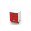 Artarredi - Pedestal - móvil - 3 cajones - aglomerado de melamina - blanco, rojo