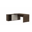 Eol Moka - Escritorio con low storage return - con forma de L - nuez oscuro - gris aluminio base