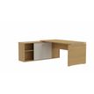 Eol Moka - Escritorio con low storage return - con forma de L - roble claro - gris aluminio base