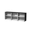 7331920003295-Armoire basse triple Flora - L243xP43xH81,4 cm - 6 portes mélaminés - 3 étagères - fr