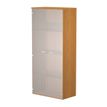 7331920002465-Bibliothèque haute Trend - L80xP35xH180 cm - 2 portes en verre dépoli - imitation aulne-P_405165856_1-0