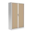 3700339995912-Armoire haute à rideaux - L120 x H198 x P43 cm - corps blanc/rideau chêne-P_405247666_2-1