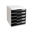 9002493023932-Exacompta Modulo - Module de classement 5 tiroirs - gris lumière/noir-Angle gauche-0