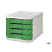 8425901011191-Faibo - Bloc de classement à tiroirs - 4 compartiments - gris, vert fluorescent--0