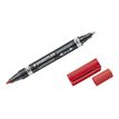 4007817186305-STAEDTLER Lumocolor duo - marqueur biseau double pointe - permanent - rouge - 1.5- 4 mm / 0.6 mm-Avant-1