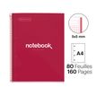 8422593460535-Notebook Emotions, couverture rigide, A4, quadrillage 5x5 mm, 80 feuilles de 1 couleur, Miquelrius, Rou--1