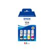Epson 104 - Paquete de 4 - negro, amarillo, cián, magenta - original - recarga de tinta - para EcoTank ET-14100, 1810, 2721, 2810, 2811, 2812, 2814, 2815, 2820, 2821, 2825, 2826, 4800
