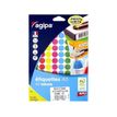APLI-Agipa - Azul, amarillo, rojo, verde, rosa - 15 mm de diámetro 672 etiqueta(s) (7 hoja(s) x 96) etiquetas para usos múltiples