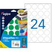 APLI-Agipa Etiquettes - Adhesivo permanente - verde - 30 mm de diámetro 240 etiqueta(s) (10 hoja(s) x 24) etiquetas