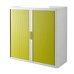 3660141929065-Armoire basse à rideaux EASY OFFICE - 110 x 104 x 41,5 cm - Corps blanc - Rideaux et poignée vert--0