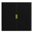3660141929287-Armoire mi-haute à rideaux EASY OFFICE - 110 x 104 x 41,5 cm - Corps et rideaux noir - Poignée verte--1