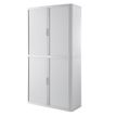 3660141929133-Armoire basse à rideaux EASY OFFICE - 110 x 204 x 41,5 cm - Corps, rideaux et poignée blanc--0