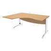2012348121741-Bureau compact à gauche IDRA - L180 cm - Pieds blanc - Plateau imitation Hêtre (Pieds de renfort obligato-P_79376896_1-0
