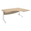 Burocean Idra - Escritorio - rectangular curvado (derecha) - roble claro - blanco base