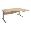 Burocean Idra - Escritorio - rectangular curvado (derecha) - roble claro - aluminio base