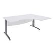 Burocean Idra - Escritorio - rectangular curvado (derecha) - blanco perla - aluminio base
