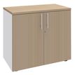 3253310134393-Armoire basse IDRA/DUAL - H72 x L80 x P47 - 2 portes - Corps blanc - Dessus et portes imita-P_79377102_1-0