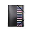 Exacompta - Carpeta clasificadora - 12 compartimentos - 12 piezas - para A4 - con pestañas - negro