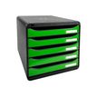 Exacompta BIG-BOX PLUS Classic A4+ - Armario de cajones - 5 cajones - negro, verde manzana brillante