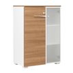 Armoire haute XENON - L80 x H114 x P45 - 2 portes dont 1 vitrée - Merisier italien