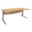 3253310149793-Bureau double vague symétrique IDRA - L180 cm - Pieds aluminium - plateau imitation Hêtre-P_79408608_1-0