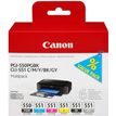 Canon PGI-550/CLI-551 PGBK/C/M/Y/BK/GY Multi Pack - Paquete de 6 - gris, negro, amarillo, cián, magenta - original - depósito de tinta - para PIXMA iP7250, iP8750, iX6850, MG5550, MG5650, MG6450, MG6650, MG7150, MG7550, MX725, MX925