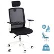 OfficePro SCOTT BLANC - Silla - operador - reposabrazos - forma de T - giratorio - poliuretano, polipropileno, malla de poliéster - negro, blanco