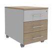 Burocean INEO - Pedestal - móvil - 3 cajones - madera aglomerada - blanco, roble claro