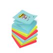 Post-it Super Sticky Z-Notes Miami R330-6SS-MIA - Notas - 76 x 76 mm - 540 hojas (6 x 90) - verde neón, rosa neón, ola de mar