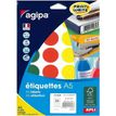 APLI-Agipa Etiquettes - Adhesivo permanente - colores variados - 30 mm de diámetro 168 etiqueta(s) (7 hoja(s) x 24) etiquetas