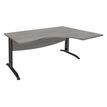 Burocean Idra - Escritorio - rectangular curvado (derecha) - roble gris - antracita base
