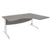 Burocean Idra - Escritorio - rectangular curvado (derecha) - roble gris - blanco base