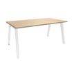 3253310157743-Bureau simple STEELY - L160 cm - Pieds blanc - plateau imitation Chêne clair-P_79432446_1-0