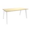 3253310162143-Bureau simple STEELY - L180 cm - Pieds blanc - plateau imitation Erable-P_79432495_1-0