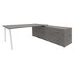 Burocean Steely Manager - Escritorio - en escuadra (derecha) - roble gris - blanco base