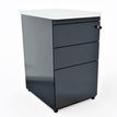 Vinco Evidence - Pedestal - 3 cajones - madera aglomerada, acero - blanco, RAL 9010