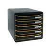 Exacompta BIG-BOX PLUS Black Office A4+ - Armario de cajones - 5 cajones - negro, mandarina