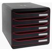 Exacompta BIG-BOX PLUS Black Office A4+ - Armario de cajones - 5 cajones - negro, frambuesa