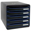 Exacompta BIG-BOX PLUS Black Office A4+ - Armario de cajones - 5 cajones - negro, azul hielo