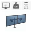 0043859748488-Fellowes Reflex - Bras porte-écran double jusqu'à 27" - réglable en hauteur et en profondeur - système de -P_79445438_2-1