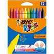 3270220000341-BIC Kids Plastidecor - 12 Craies de coloriage à la cire - couleurs vives--0
