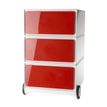 Paperflow easyBox - Pedestal - móvil - 3 cajones - plástico ABS, poliestireno - blanco, rojo