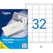 APLI-Agipa Etiquettes - Adhesivo permanente - blanco - 51 x 33.8 mm 3200 etiqueta(s) (100 hoja(s) x 32) caja - etiquetas