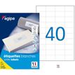 APLI-Agipa Etiquettes - Adhesivo permanente - blanco - 52.5 x 29.7 mm 4000 etiqueta(s) (100 hoja(s) x 40) caja - etiquetas