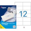 APLI-Agipa Etiquettes - Adhesivo permanente - blanco - 105 x 49.39 mm 1200 etiqueta(s) (100 hoja(s) x 12) caja - etiquetas