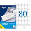 APLI-Agipa Etiquettes - Adhesivo permanente - blanco - 35.6 x 16.9 mm 8000 etiqueta(s) (100 hoja(s) x 80) caja - etiquetas