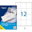 APLI-Agipa Etiquettes - Adhesivo permanente - blanco - 70 x 70 mm 1200 etiqueta(s) (100 hoja(s) x 12) caja - etiquetas
